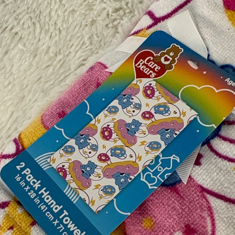 Care Bears ❤️ 🌈 Hand Towels Grumpy Bear 🐻 Donut 🍩 NWT